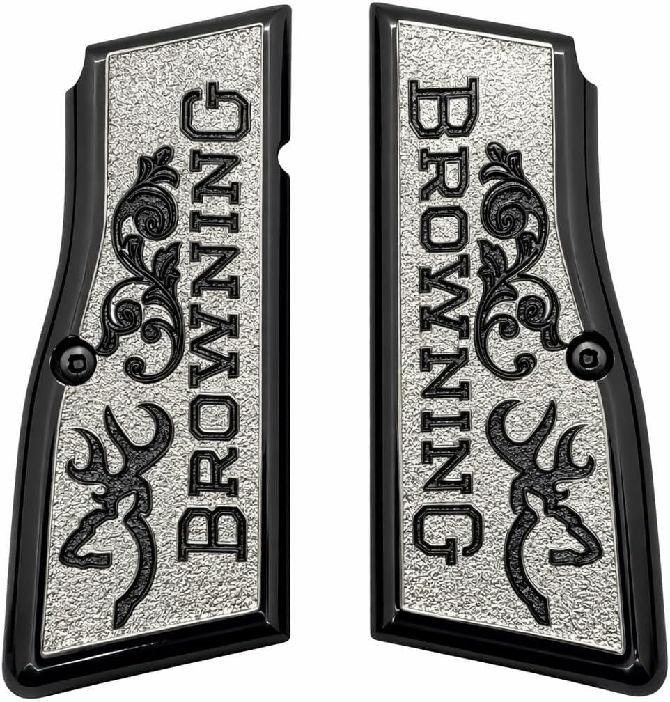 Hi Power Style Metal Grip Panel Set – Nickel and Black Finish