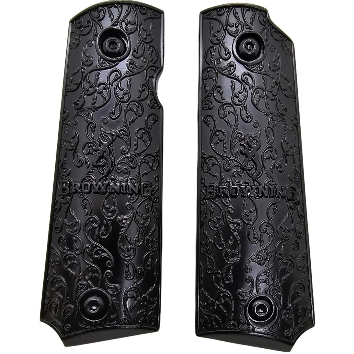 1911-22/1911-380 Replacement Metal Grip Panels – Black Finish with Engraved